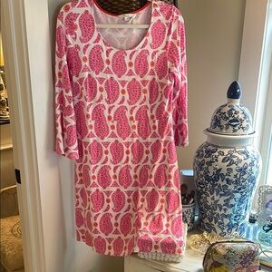 Pink and White Paisley Dress